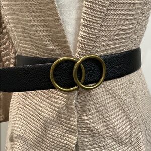 Black and Gold Belt with Elegant Design Size medium large